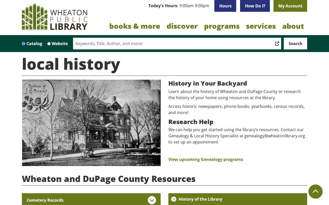 Glendale Heights city directory research at Wheaton Library local history