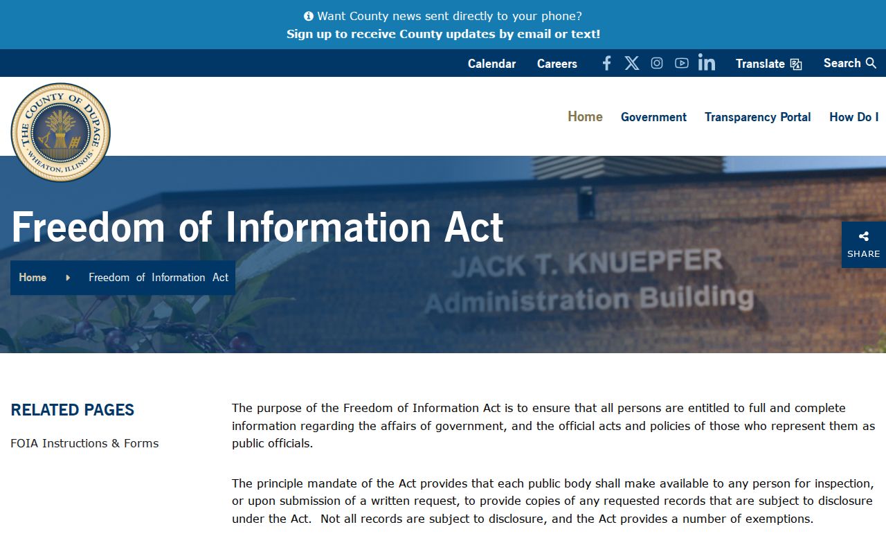 Glendale Heights residents directory DuPage FOIA guidance